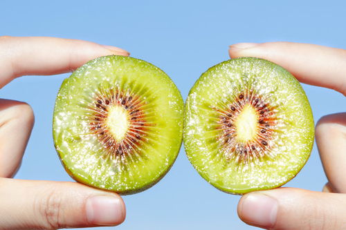 手拿切開的四川紅心獼猴桃,蔬菜水果,食品餐飲,攝影素材,匯圖網
